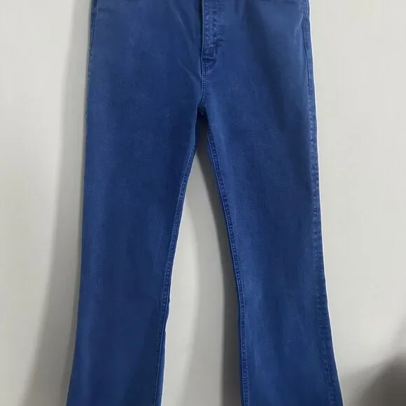 Zara Women’s Jeans Size 4 Juno Blue High Waist Skinny Flare Raw Hem - Picture 3 of 5